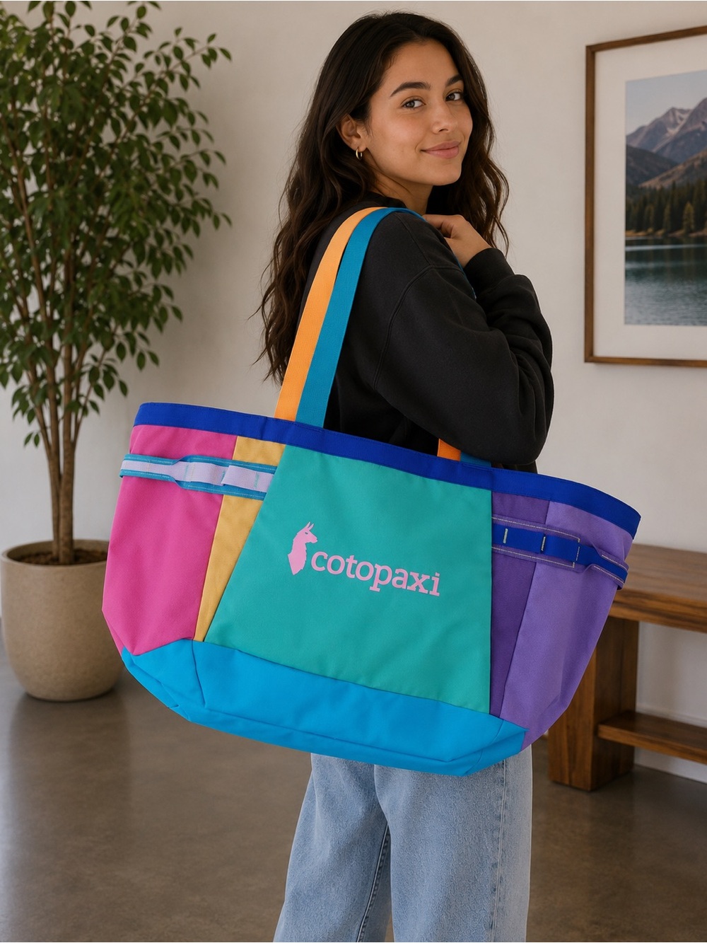 Cotopaxi Del Día Large Colorblock Tote Bag - Teal/Multi